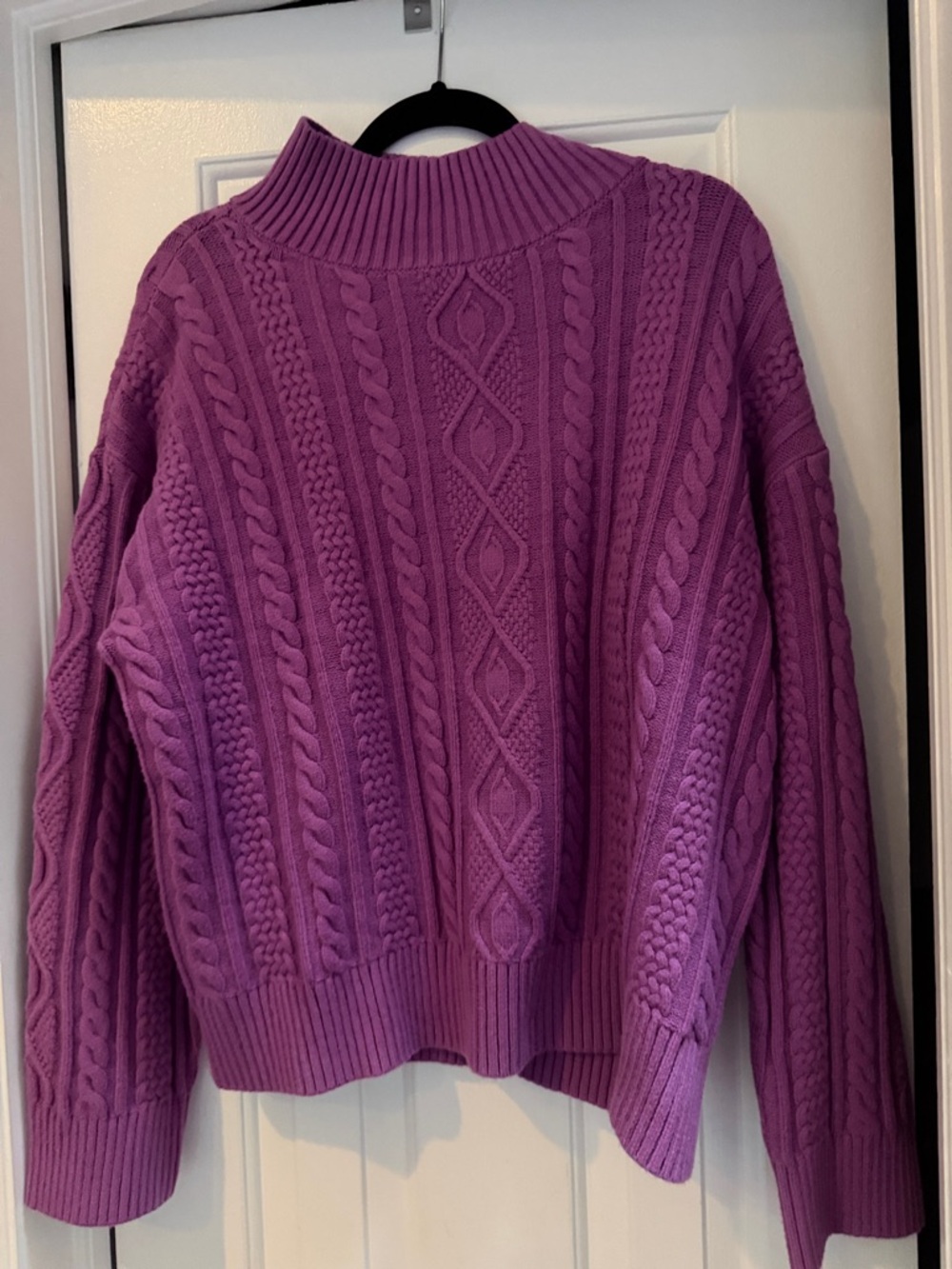 LOFT Lavender Cable-Knit Turtleneck Sweater